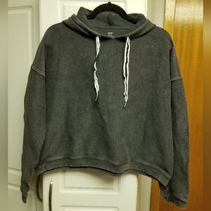 💮Aerie ribbed pullover hoodie with front ties